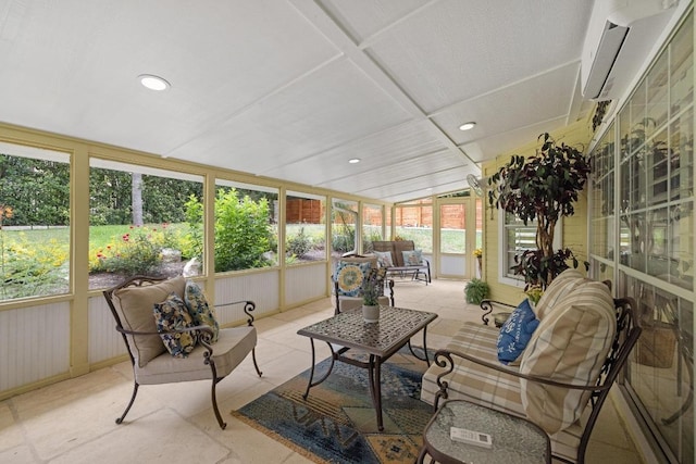 606 Explorer, Lakeway, TX 78734 - sunroom / solarium featuring a wall unit AC and an outdoor living space