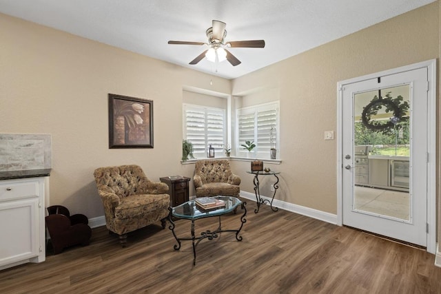 606 Explorer, Lakeway, TX 78734 - sitting room featuring dark wood finished floors and a ceiling fan