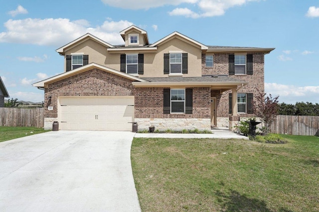 357 Cathedral Mountain Dr, Dripping Springs, TX 78620 - view of front of house featuring concrete driveway, stucco siding, and brick siding