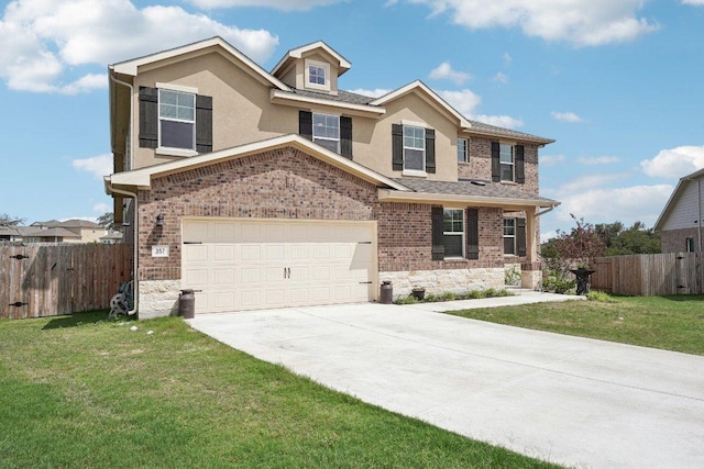 357 Cathedral Mountain Dr, Dripping Springs, TX 78620 - view of front of property featuring concrete driveway, brick siding, stucco siding, and an attached garage