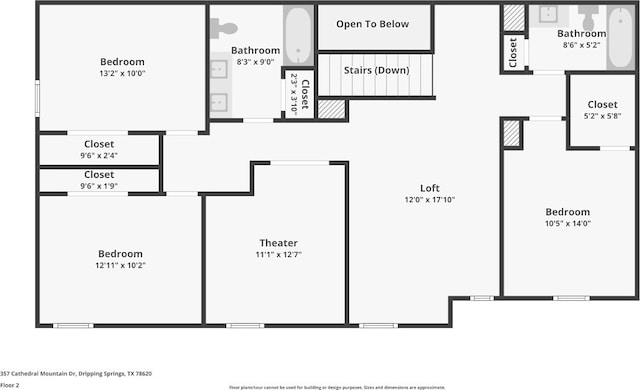 357 Cathedral Mountain Dr, Dripping Springs, TX 78620 - property floor plan