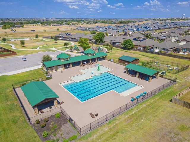 7632 Lombardy Loop, Round Rock, TX 78665 - view from above of property with a pool area