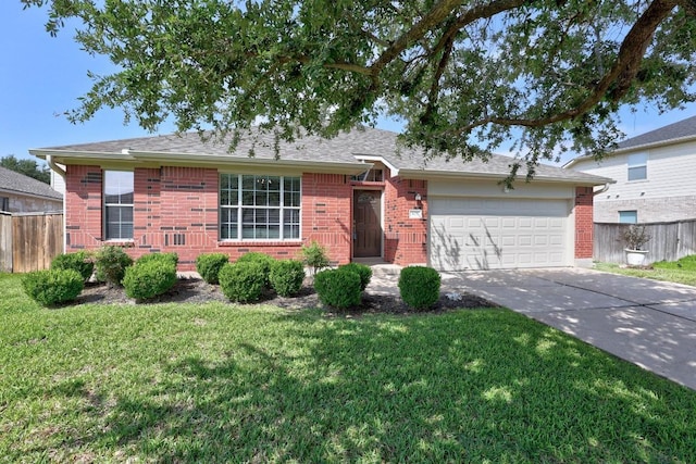 805 Meadow Bluff Ct, Round Rock, TX 78665 - ranch-style house with brick siding, an attached garage, and driveway