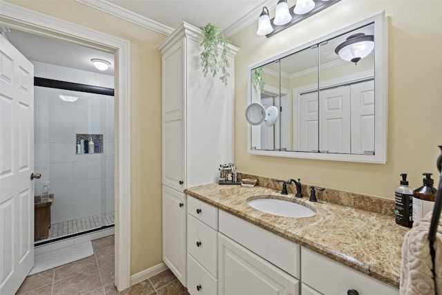 40 Tournament Way Unit G-32, The Hills, TX 78738 - full bathroom with vanity, a shower stall, ornamental molding, and baseboards