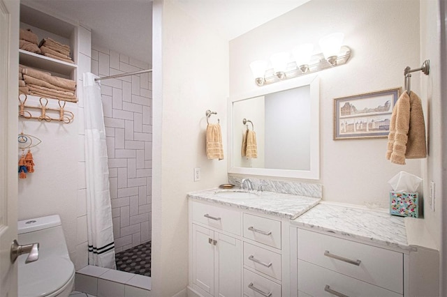 4306 Ave A Unit 105, Austin, TX 78751 - bathroom featuring toilet, vanity, and a tile shower
