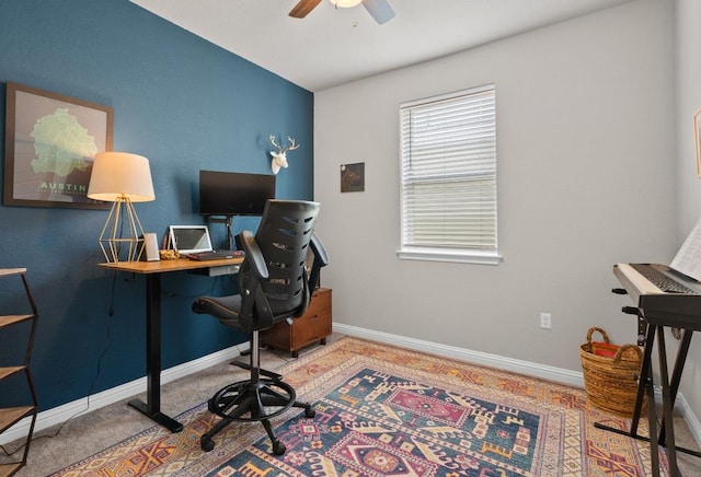 8012 Mandela Bnd, Austin, TX 78744 - office with ceiling fan and baseboards