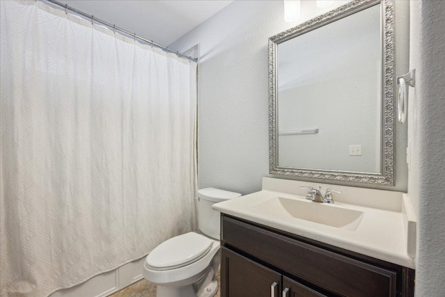 3620 Breckenridge Dr, Austin, TX 78744 - bathroom with toilet, vanity, and curtained shower
