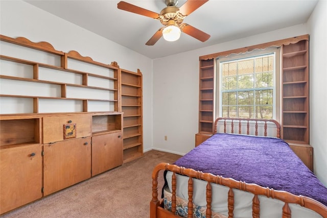 356 Cedar Ln, Cedar Creek, TX 78612 - bedroom featuring light colored carpet and ceiling fan