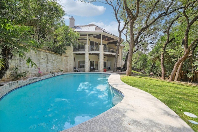 2302 Bahama Rd, Austin, TX 78733 - view of swimming pool featuring a yard and a patio