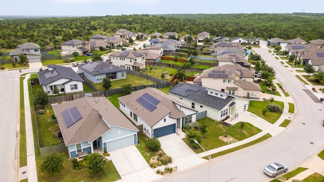 9904 Comely Bnd, Manor, TX 78653 - aerial view of residential area featuring a heavily wooded area