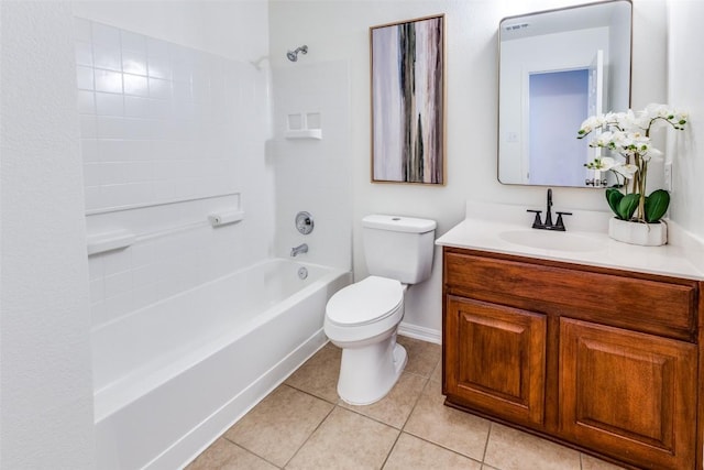 480 Middle Crk, Buda, TX 78610 - bathroom featuring vanity, toilet, shower / washtub combination, tile patterned floors, and baseboards