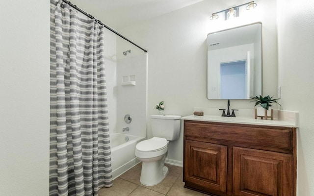 480 Middle Crk, Buda, TX 78610 - bathroom featuring vanity, shower / tub combo, toilet, and tile patterned flooring
