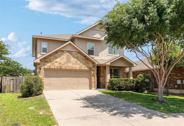 1317 Gaviota Ln, Leander, TX 78641 - view of front facade featuring stone siding, driveway, stucco siding, and an attached garage