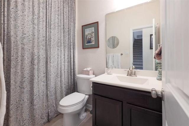1317 Gaviota Ln, Leander, TX 78641 - full bathroom with vanity, toilet, and a shower with shower curtain