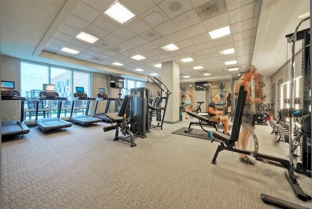 555 E 5th St Unit 809, Austin, TX 78701 - gym featuring carpet floors and a paneled ceiling