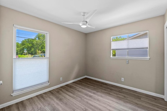 3105 Steck Ave, Austin, TX 78757 - unfurnished room featuring wood finished floors, plenty of natural light, and ceiling fan