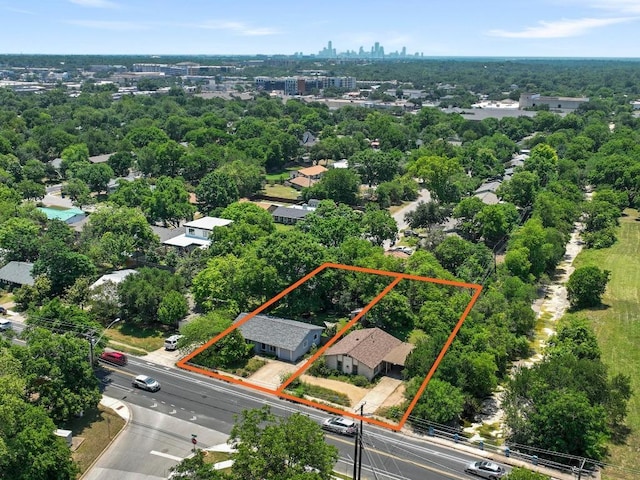 3105 Steck Ave, Austin, TX 78757 - aerial view of property and surrounding area with property boundaries highlighted