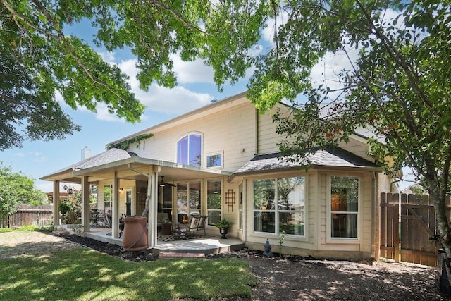 20737 Kearney Hill Rd, Pflugerville, TX 78660 - back of house with ceiling fan and a patio area