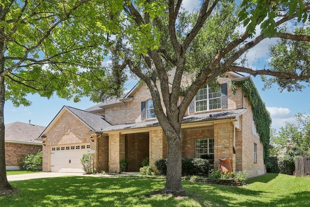 20737 Kearney Hill Rd, Pflugerville, TX 78660 - traditional home featuring a garage, brick siding, and concrete driveway