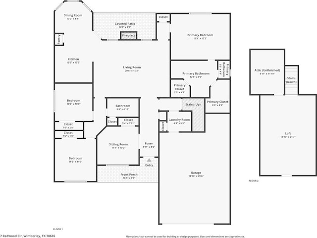 7 Redwood Cir, Wimberley, TX 78676 - floor plan / room layout