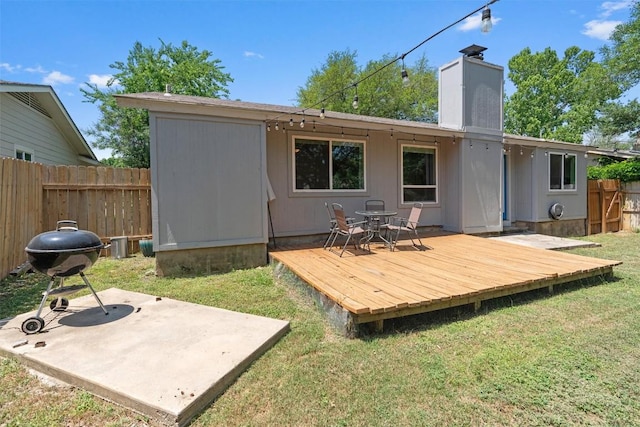 1514 Turtle Creek Blvd, Austin, TX 78745 - back of house with a wooden deck, a chimney, and a patio