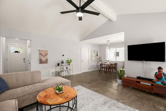 1514 Turtle Creek Blvd, Austin, TX 78745 - living area featuring concrete floors, plenty of natural light, ceiling fan, and baseboards
