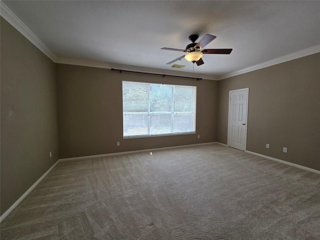 1411 Hunter Ace Way, Cedar Park, TX 78613 - carpeted spare room featuring ornamental molding and a ceiling fan