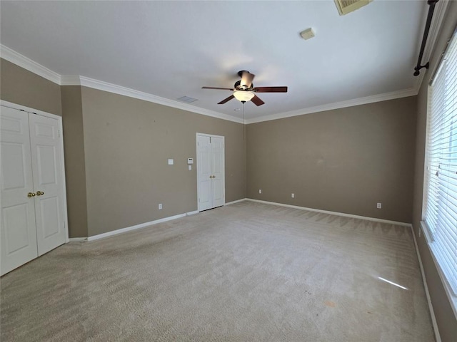 1411 Hunter Ace Way, Cedar Park, TX 78613 - unfurnished bedroom with light colored carpet, crown molding, and ceiling fan