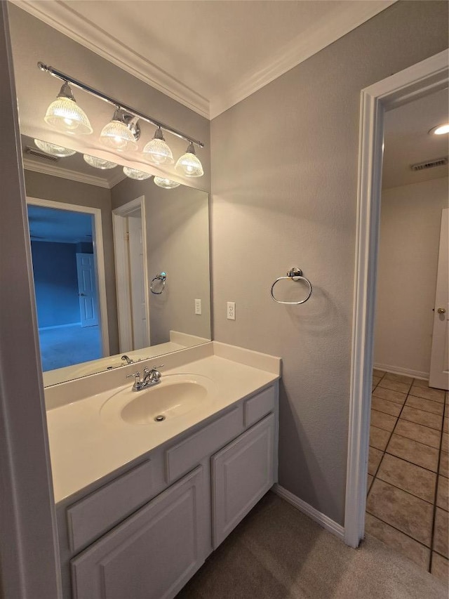 1411 Hunter Ace Way, Cedar Park, TX 78613 - bathroom with vanity and ornamental molding