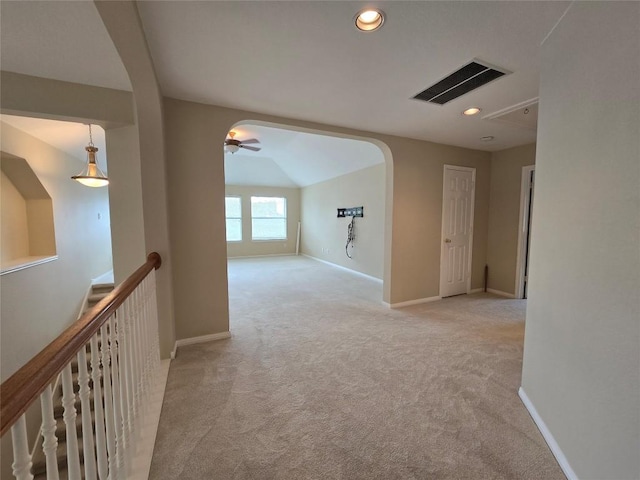 1411 Hunter Ace Way, Cedar Park, TX 78613 - hallway featuring carpet flooring, recessed lighting, and arched walkways