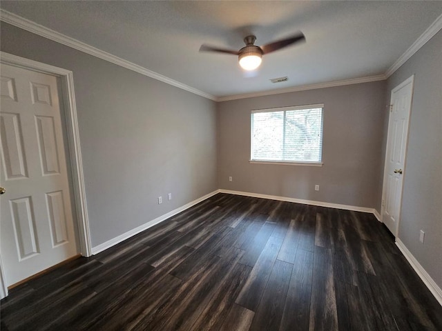 1411 Hunter Ace Way, Cedar Park, TX 78613 - empty room featuring dark wood-type flooring, crown molding, and ceiling fan