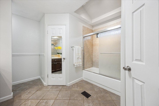 11900 Tunnel Trl, Manchaca, TX 78652 - full bathroom featuring combined bath / shower with glass door, vanity, and baseboards
