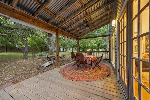11900 Tunnel Trl, Manchaca, TX 78652 - wooden terrace with a ceiling fan