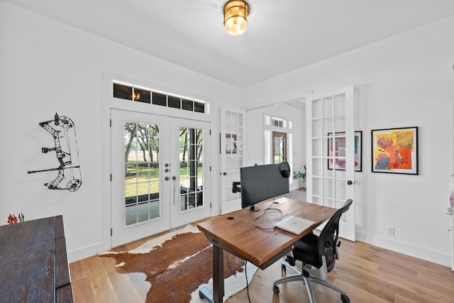 140 Vincas Shadow Ct, Driftwood, TX 78619 - office space featuring french doors, plenty of natural light, light wood finished floors, and baseboards