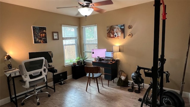 3307 Whitepine Dr, Austin, TX 78757 - office space featuring ceiling fan, baseboards, and wood finished floors