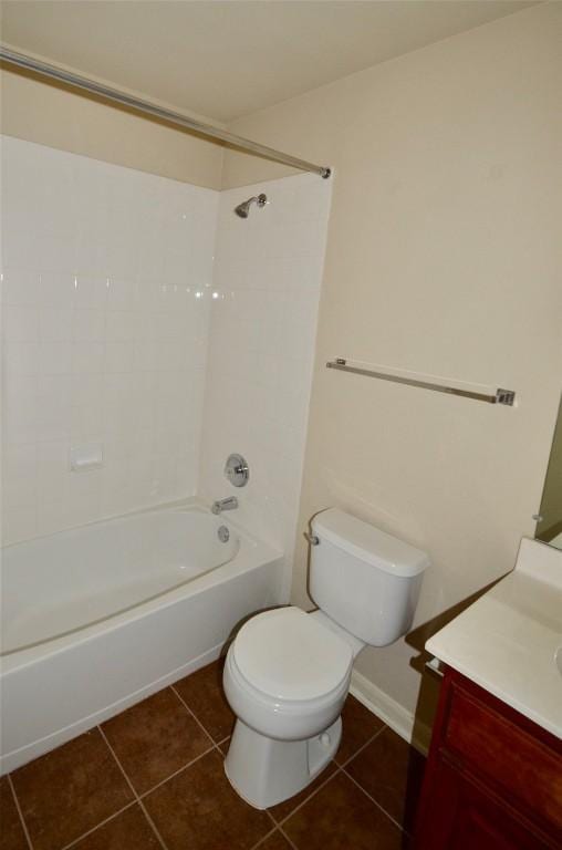 12609 Lee Park Ln, Austin, TX 78732 - bathroom featuring vanity, toilet, tile patterned flooring, and bathing tub / shower combination
