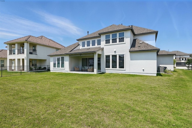 2905 Canto Trce, Leander, TX 78641 - back of house featuring stucco siding, a shingled roof, cooling unit, and a patio