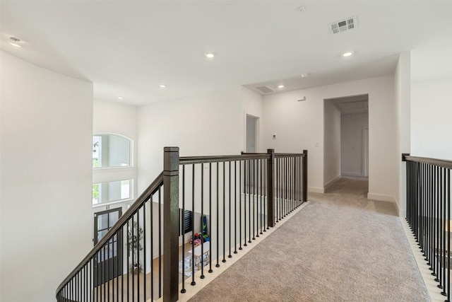 2905 Canto Trce, Leander, TX 78641 - hallway featuring carpet, recessed lighting, and an upstairs landing