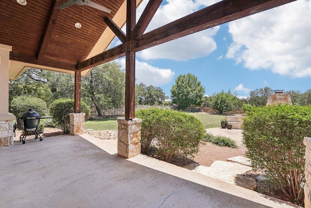 101 Aldea St, Georgetown, TX 78633 - view of patio / terrace with a ceiling fan and grilling area