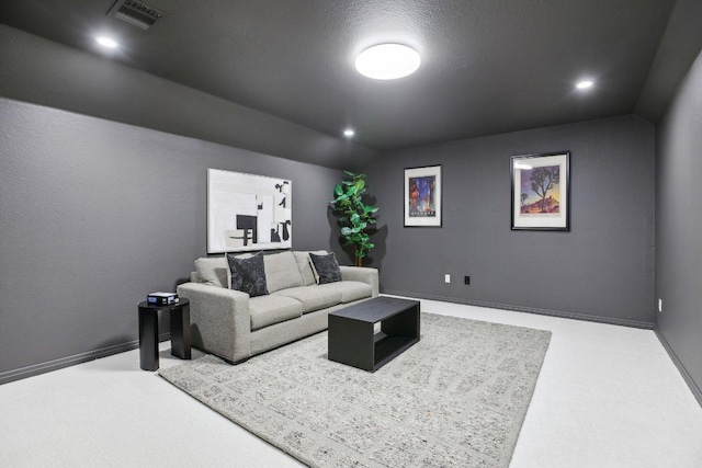 400 Goodnight Trl, Dripping Springs, TX 78620 - carpeted home theater room featuring vaulted ceiling and baseboards