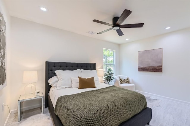 5403 Village Ln, Austin, TX 78744 - bedroom featuring baseboards, recessed lighting, and ceiling fan