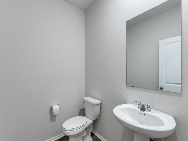 204 Magione St, Hutto, TX 78634 - bathroom with a sink, toilet, and wood finished floors