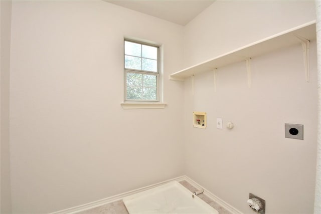 1902 Tranquilo Trl, Austin, TX 78744 - laundry area featuring gas dryer hookup, electric dryer hookup, hookup for a washing machine, and baseboards
