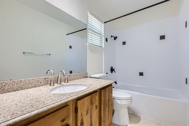 11619 Birchbark Trl, Austin, TX 78750 - full bathroom featuring toilet, vanity, shower / tub combination, and tile patterned floors