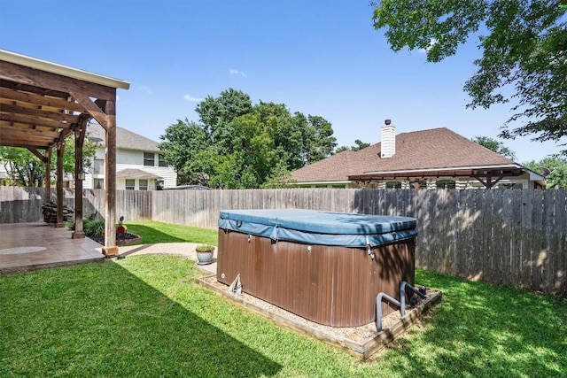15617 Staffordshire Ln, Austin, TX 78717 - fenced backyard featuring a hot tub and a patio area