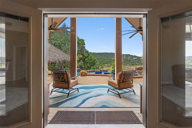 17505 E Darleen Dr, Leander, TX 78641 - doorway to outside with a ceiling fan and plenty of natural light