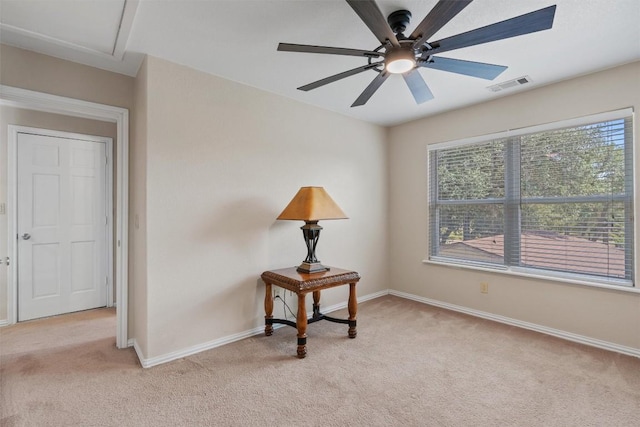 17505 E Darleen Dr, Leander, TX 78641 - spare room featuring light colored carpet, baseboards, and a ceiling fan
