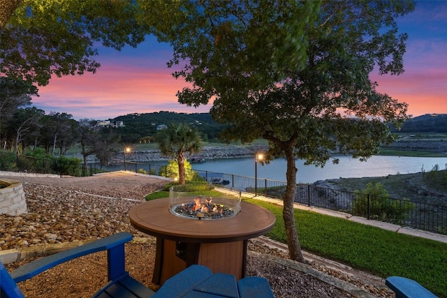 17505 E Darleen Dr, Leander, TX 78641 - view of yard with a water view and an outdoor fire pit
