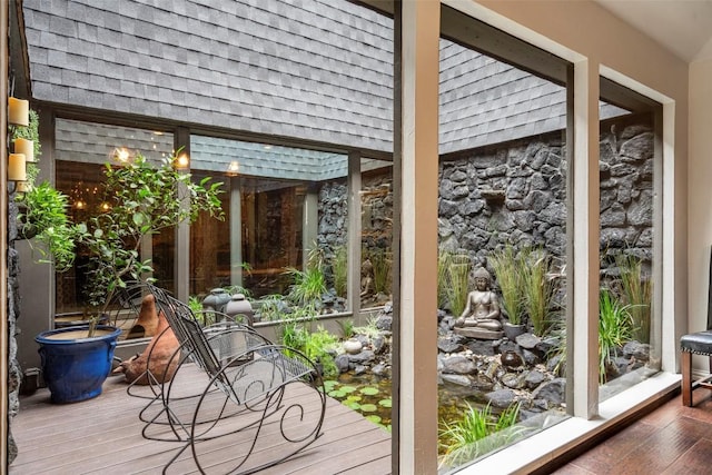 2924 Gabriel View Dr, Georgetown, TX 78628 - unfurnished sunroom featuring wood finished floors