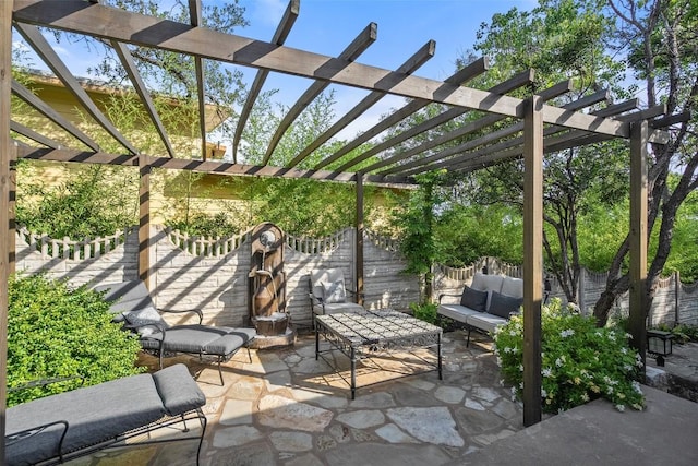 2924 Gabriel View Dr, Georgetown, TX 78628 - view of patio / terrace with a pergola and an outdoor living space